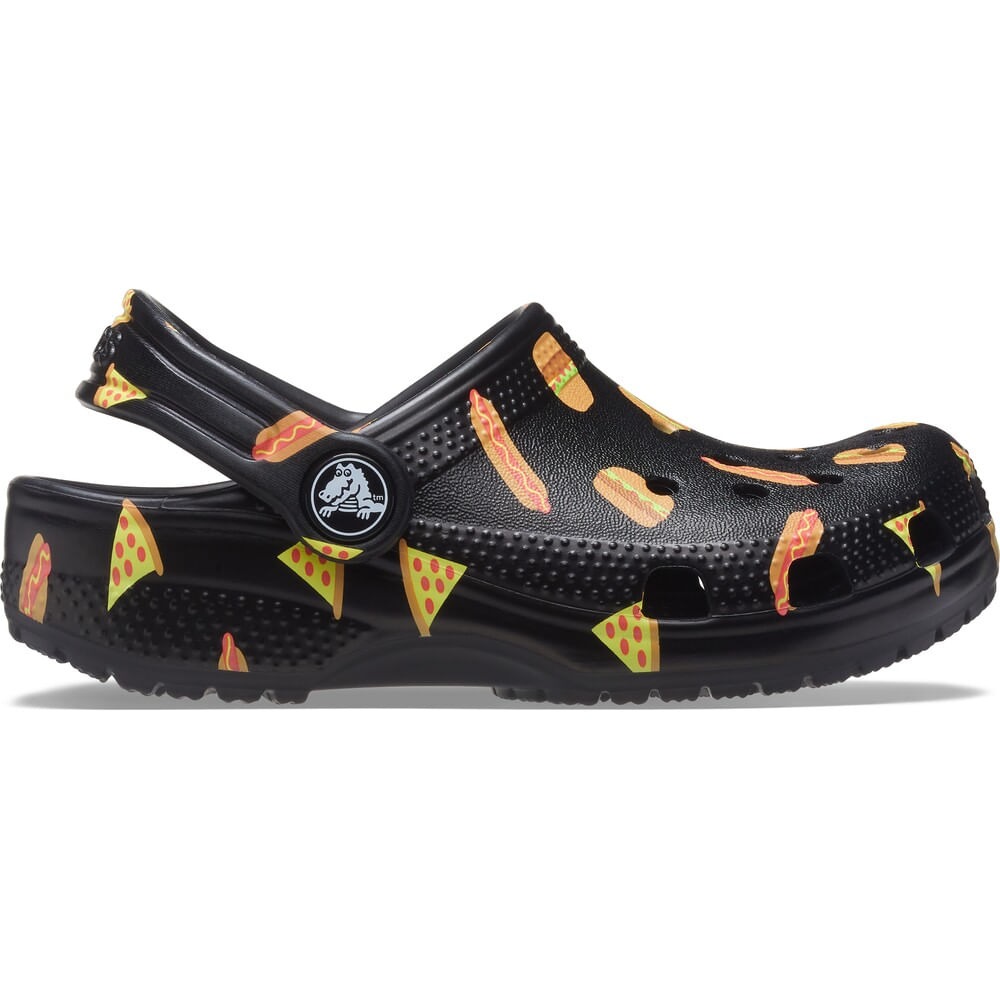 Sandália Crocs Classic Clog Food Print Infanto Juvenil BLACK 22