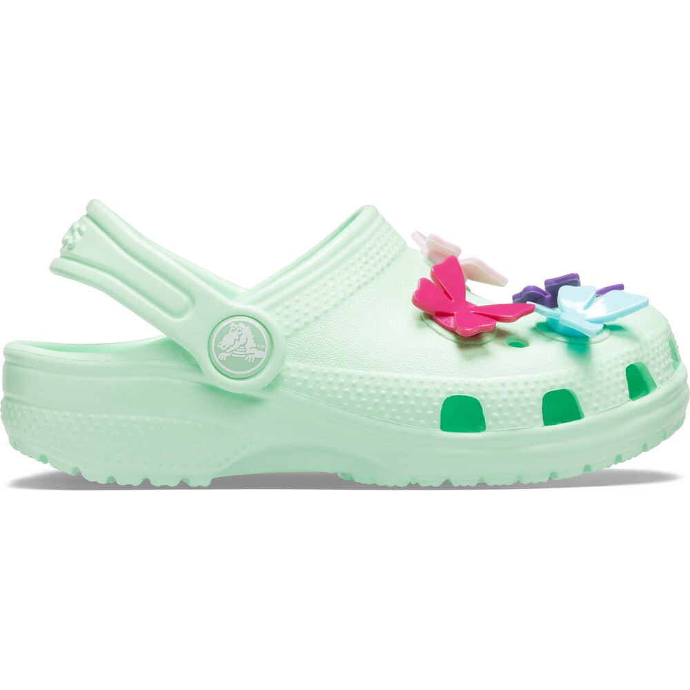 Sandália Crocs Classic Clog Butterfly Charm Kids NEO MINT 22