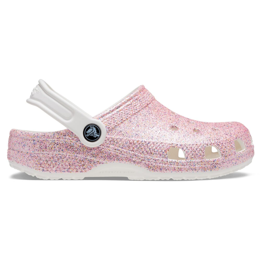 Sandália Crocs Classic Glitter Clog Juvenil WHITE/RAINBOW