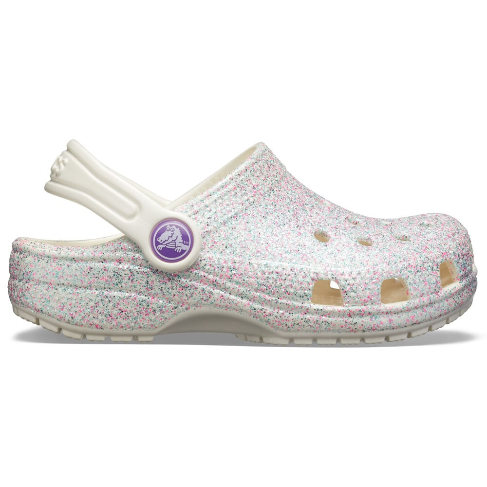 Sandália Crocs Classic Glitter Clog Juvenil OYSTER 29
