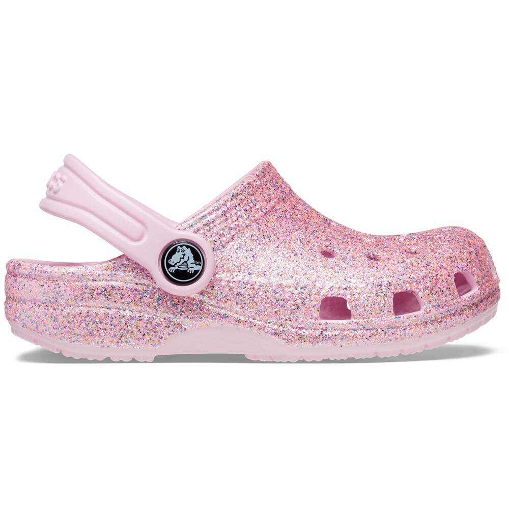 Sandália Crocs Classic Glitter Clog Infantil WHITE/RAINBOW 22