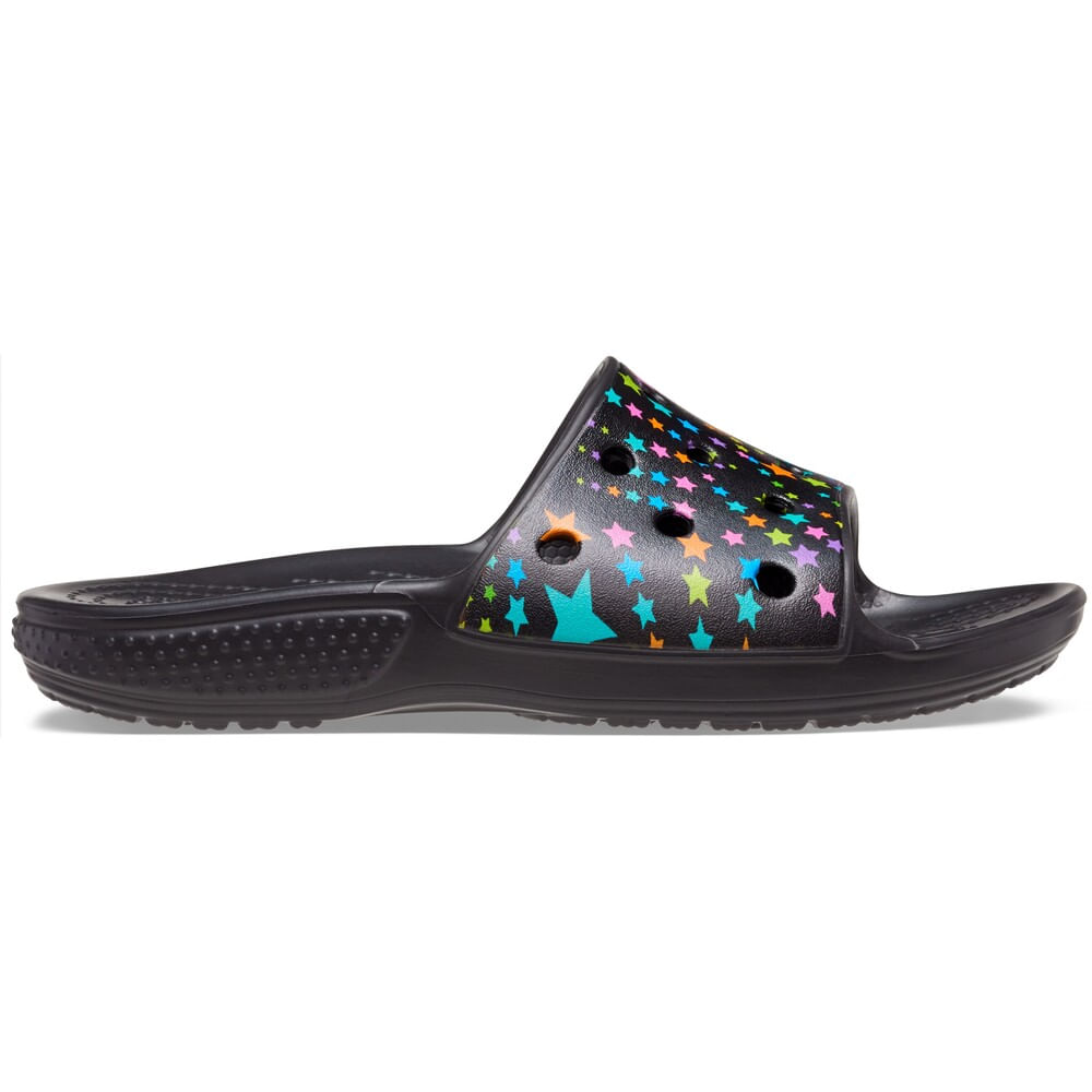 Chinelo Crocs Classic Printed Slide Juvenil BLACK/MULTI 22