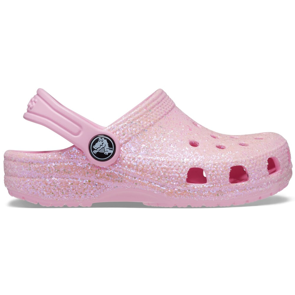 Sandália Crocs Classic Glitter Clog Infantil FLAMINGO 22