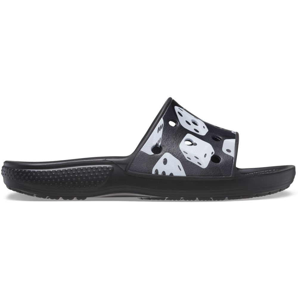 Chinelo Crocs Classic Dice Print Slide BLACK/WHITE 34