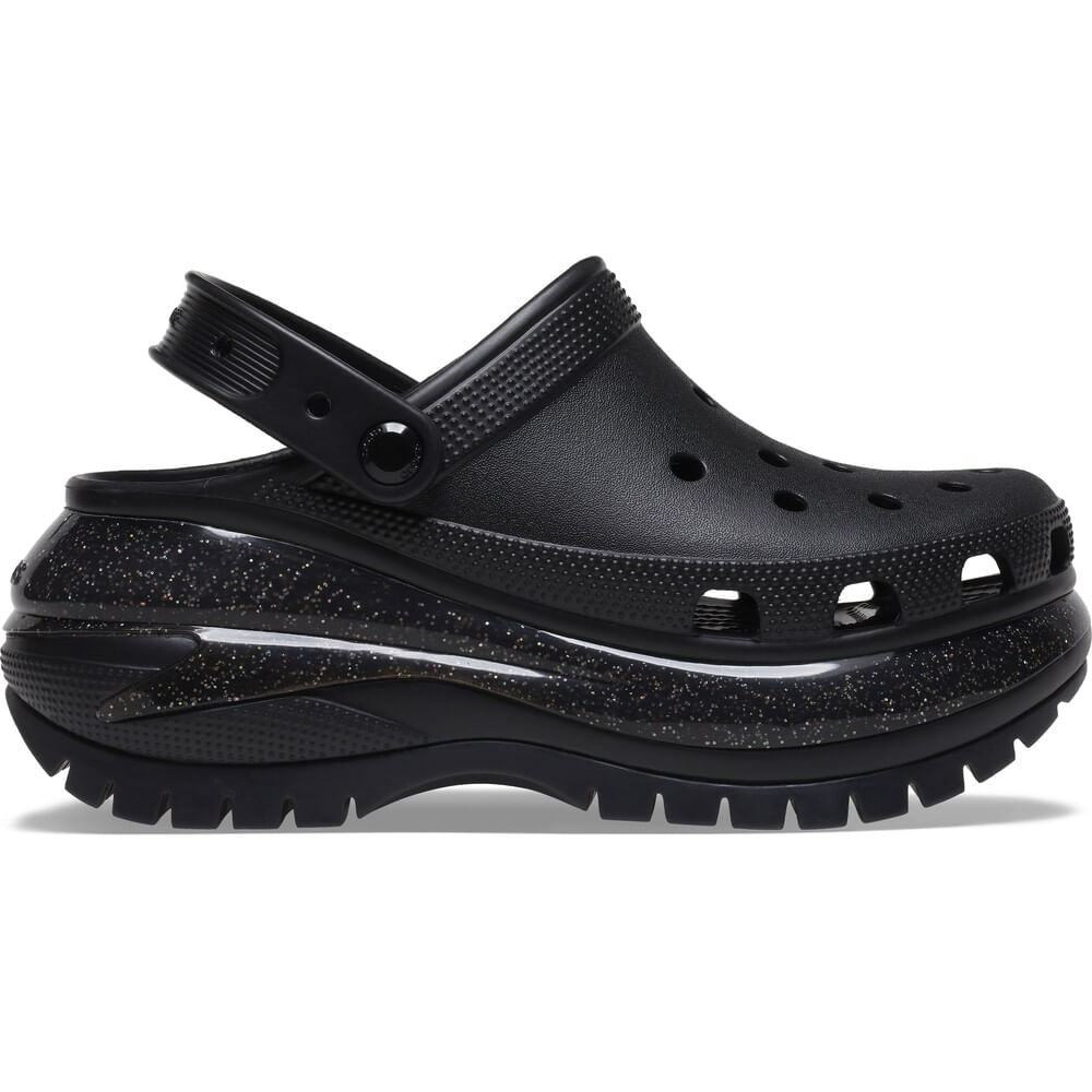 Sandália Crocs Classic Mega Crush Rainbow Glitter Clog BLACK 34