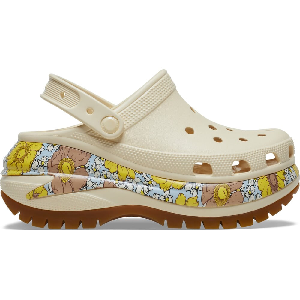 Sandália Crocs Mega Crush Retro Floral Clog VANILLA/MULTI 34