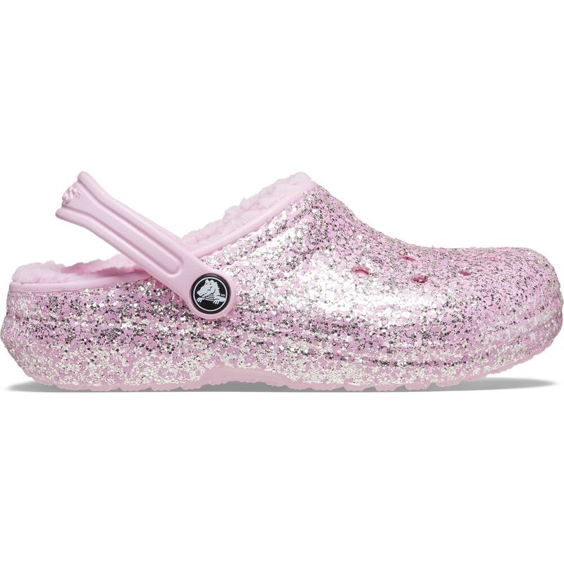 Sandália Crocs Classic Lined Glitter Clog Infantil FLAMINGO