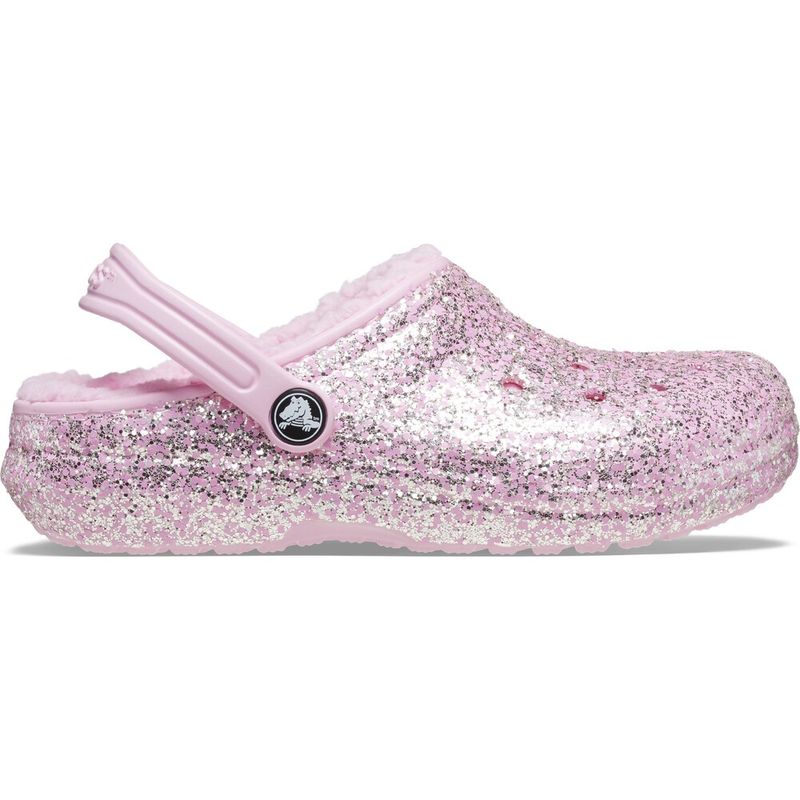 Sandália Crocs Classic Lined Glitter Clog Infantil Flamingo 5847