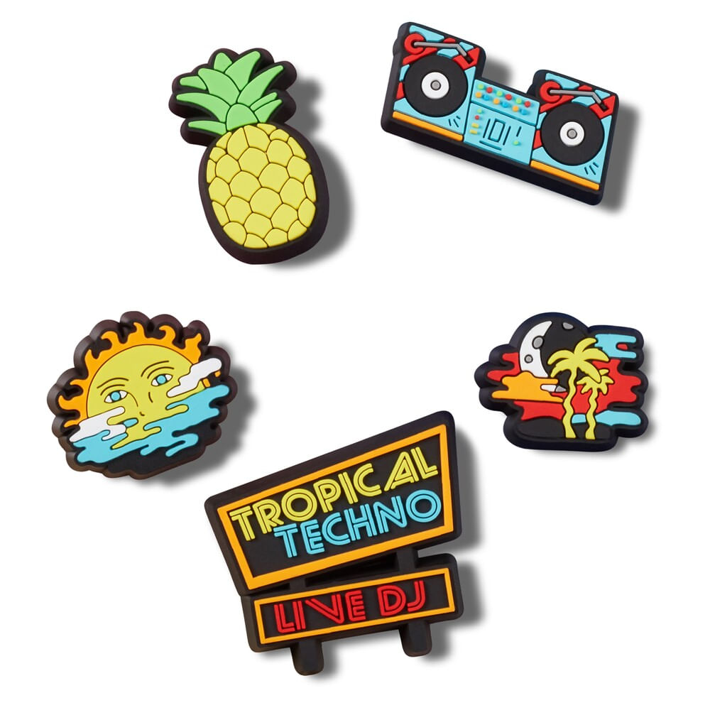 Jibbitz™ Tropical Techno DJ Pack com 5 Peças UNICO