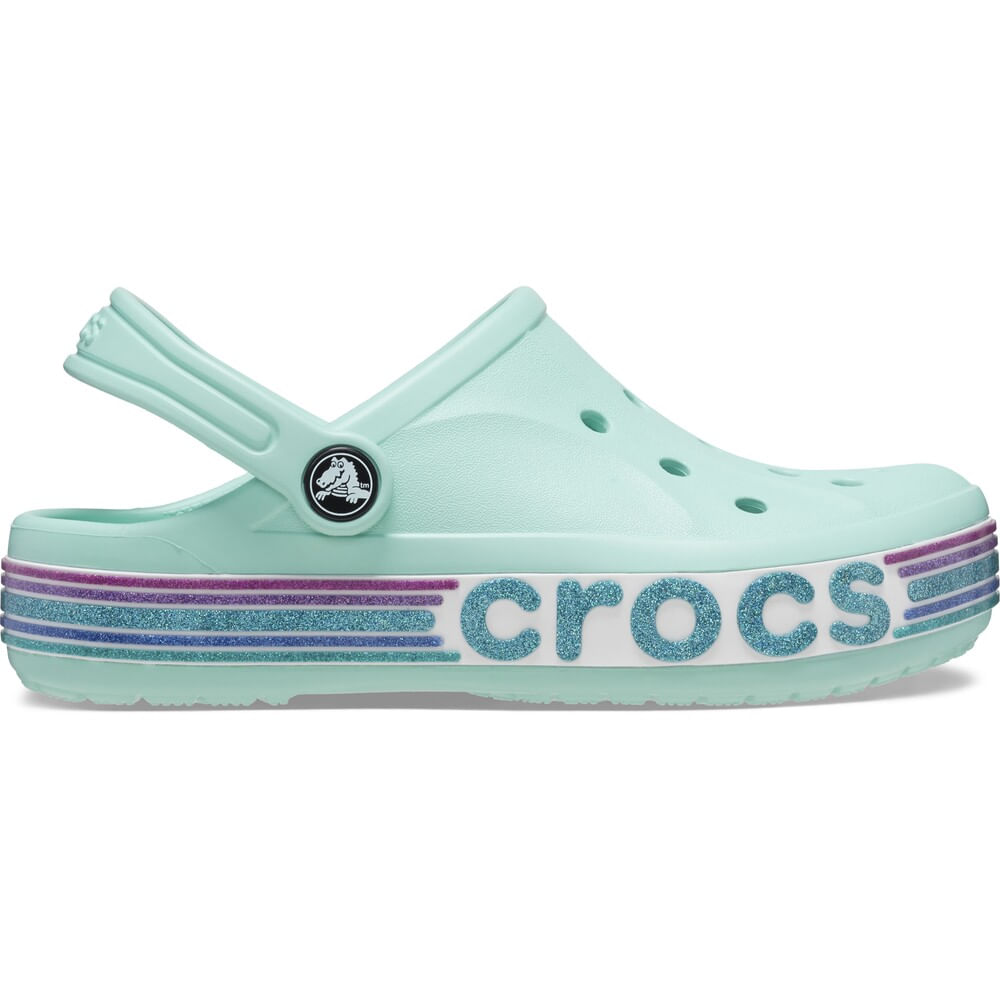 Sandália Crocs Baya Glitter Clog Juvenil PURE WATER 22