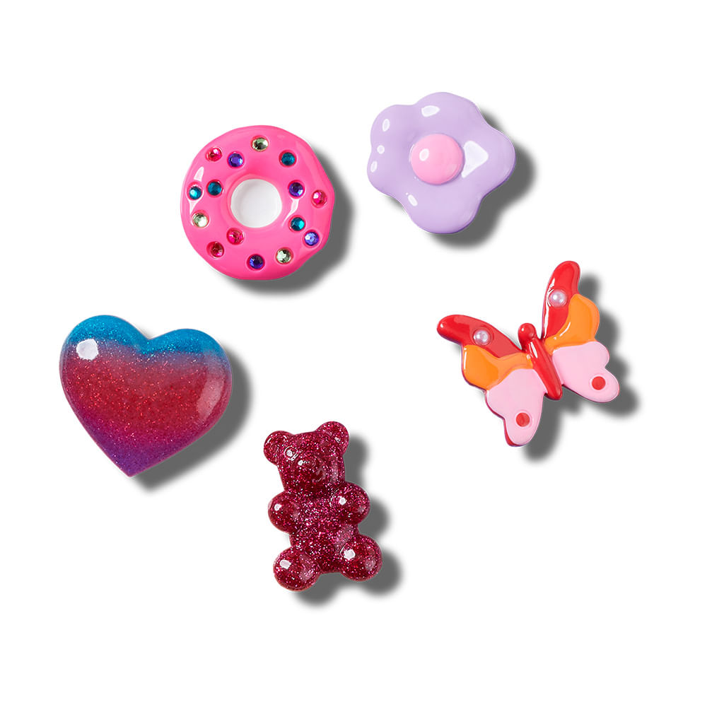 Jibbitz™ Diversão Roxa e Rosa Pack com 5 Peças UNICO