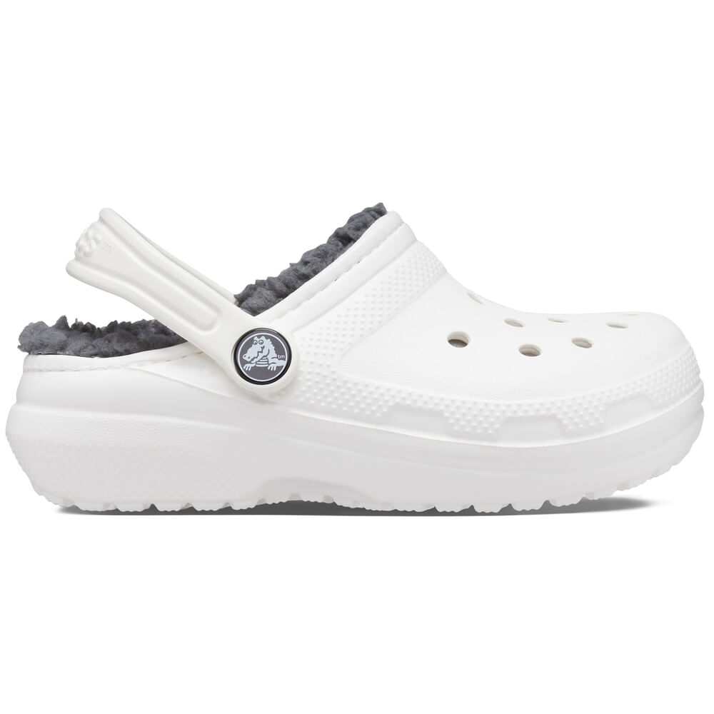 Sandália Crocs Classic Lined Clog Infantil WHITE/GREY 22