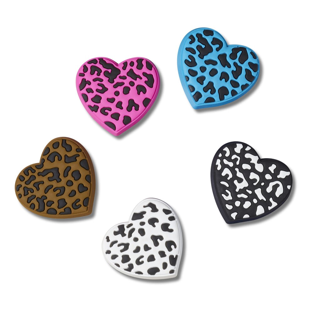 Jibbitz™ Coração Animal Print Leopardo Pack com 5 Peças UNICO