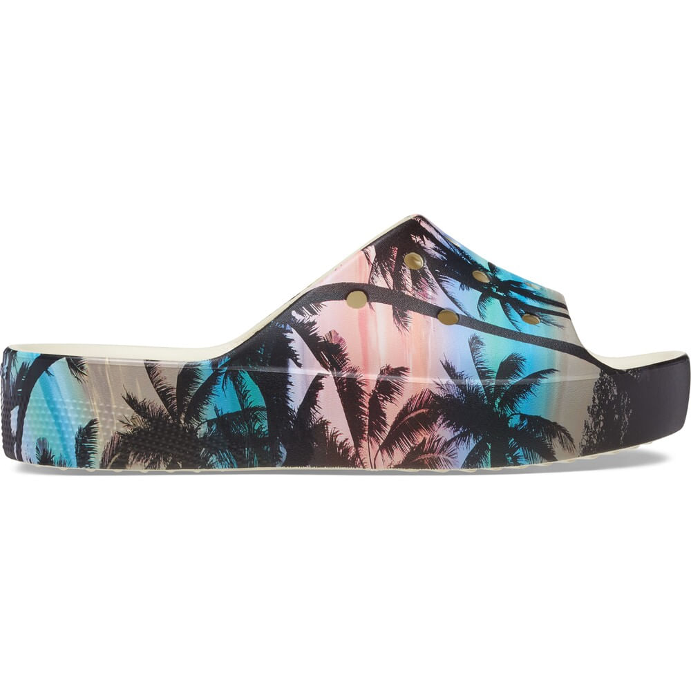 Chinelo Crocs Classic Platform Retro Resort Slide BONE/MULTI 33