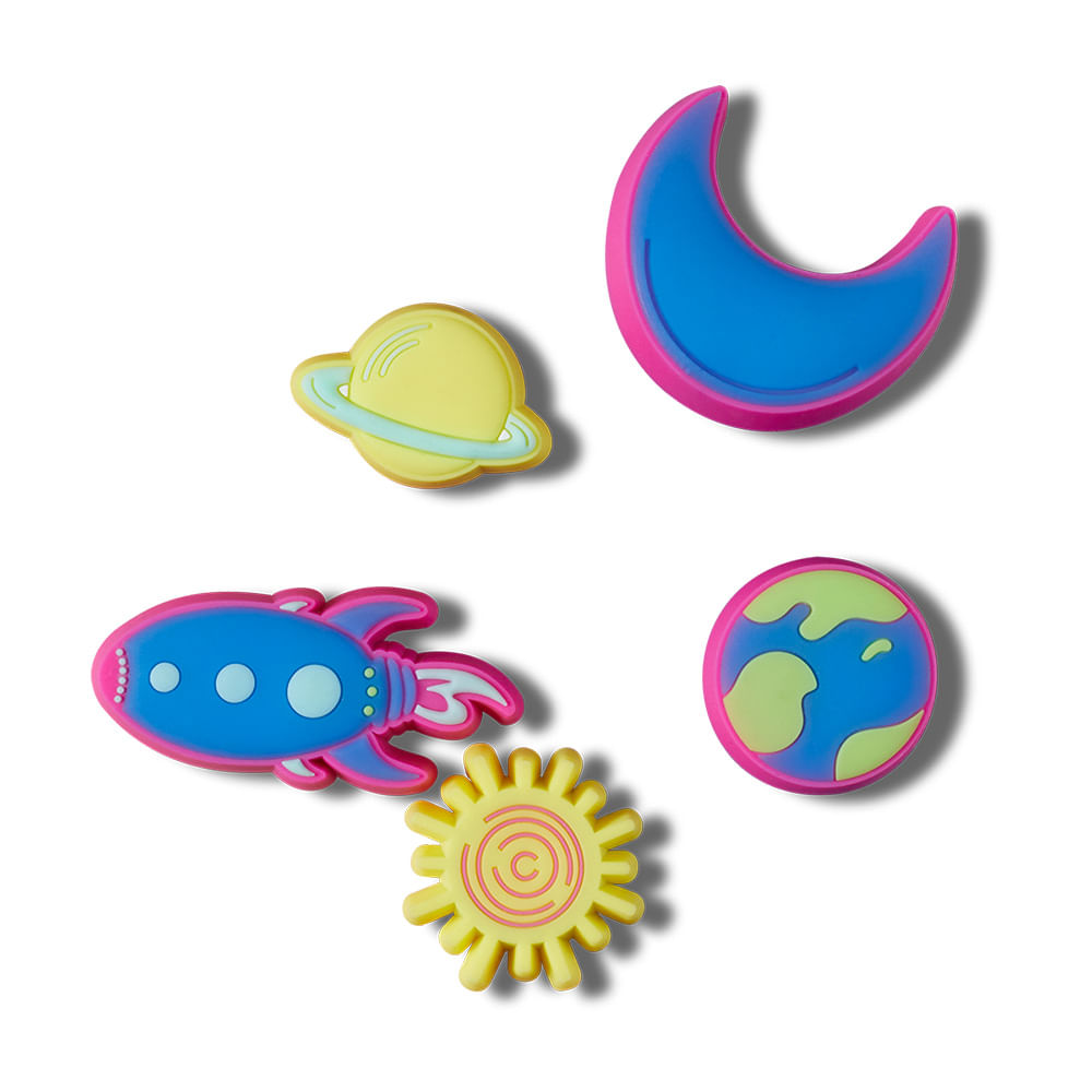 Jibbitz™ Planetas Neon com Luz que Pisca Pack com 5 Peças Unico