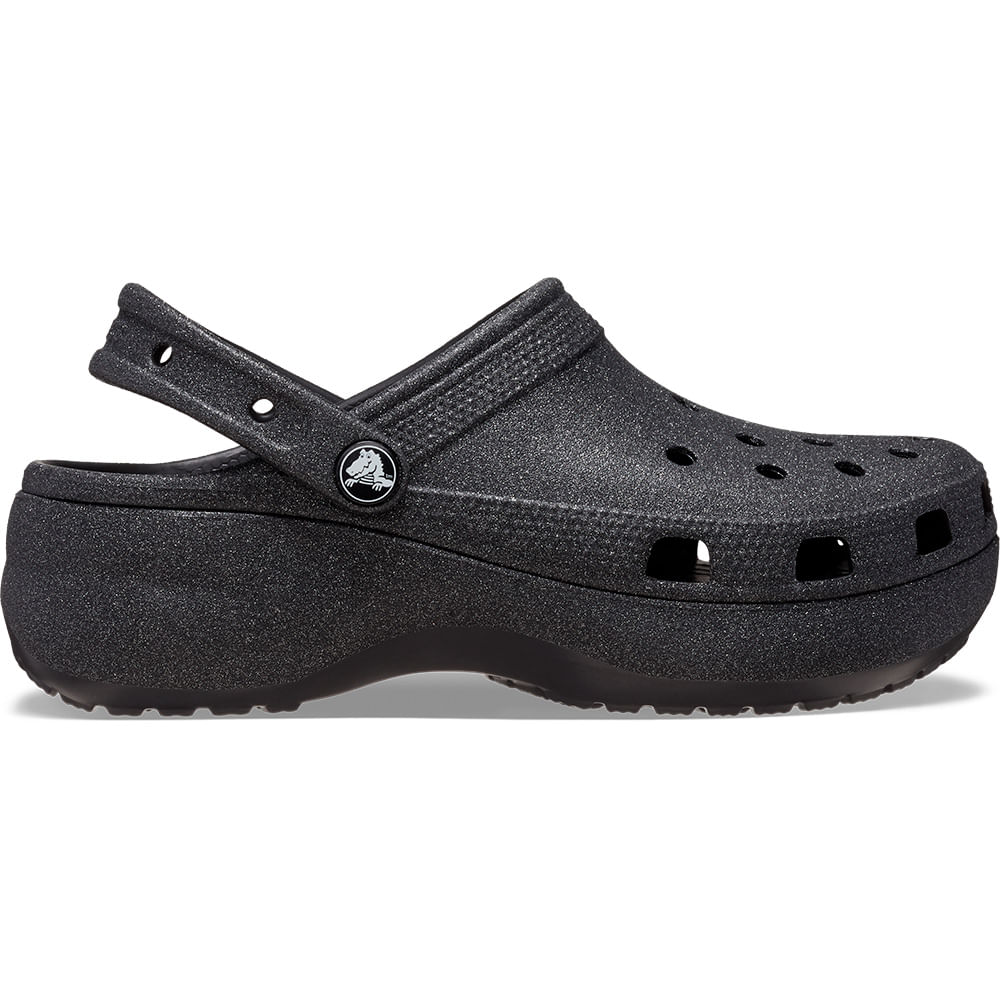 Sandália Crocs Classic Platform Glitter Clog BLACK 34