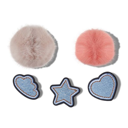 Jibbitz™ Puff Jeans e Rosa Pack com 5 Peças