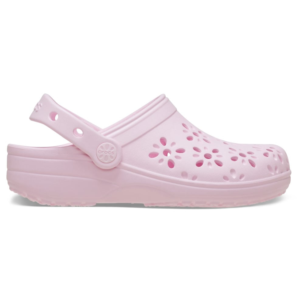 Sandália Crocs Classic Floral Cut Out Clog Infantil PINK MILK 24