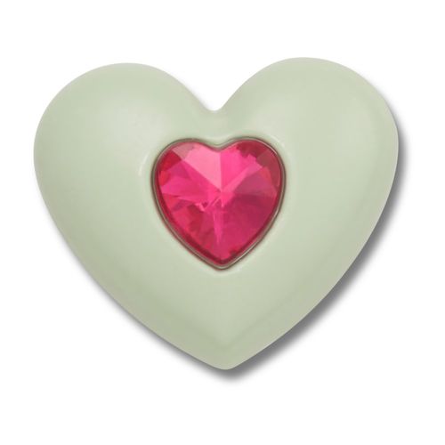 Jibbitz™ Coração Verde com Pedra