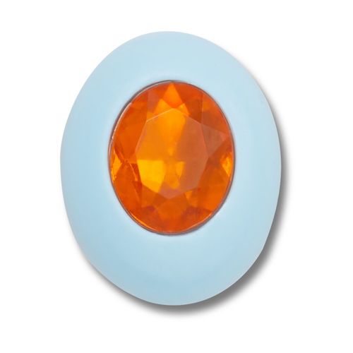 Oval Azul com Pedra Laranja