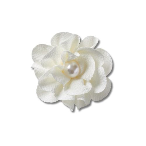 Jibbitz™ Flor de Tecido Branco com Pérola