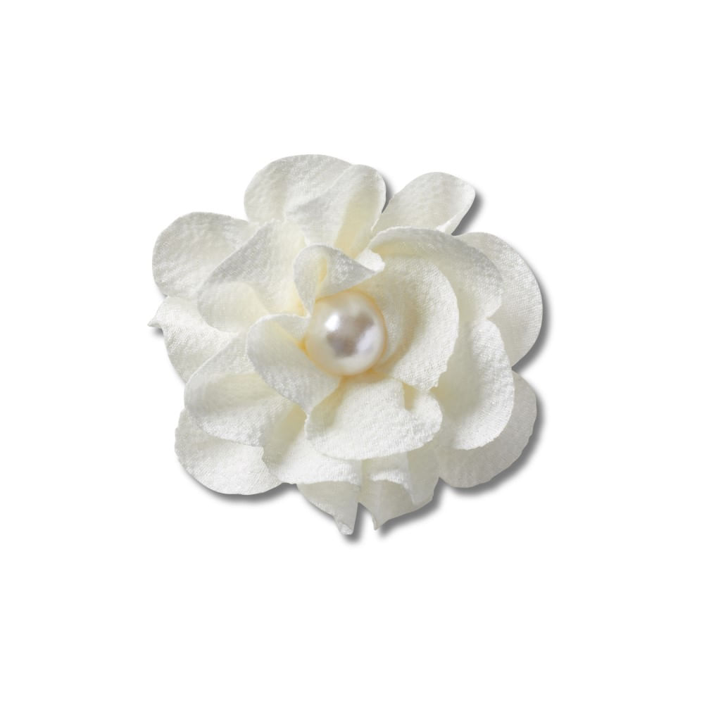Jibbitz™ Flor de Tecido Branco com Pérola UNICO