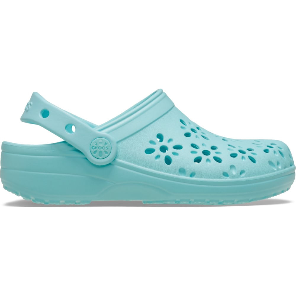 Sandália Crocs Classic Floral Cut Out Clog Infantil AQUAMARINE 22
