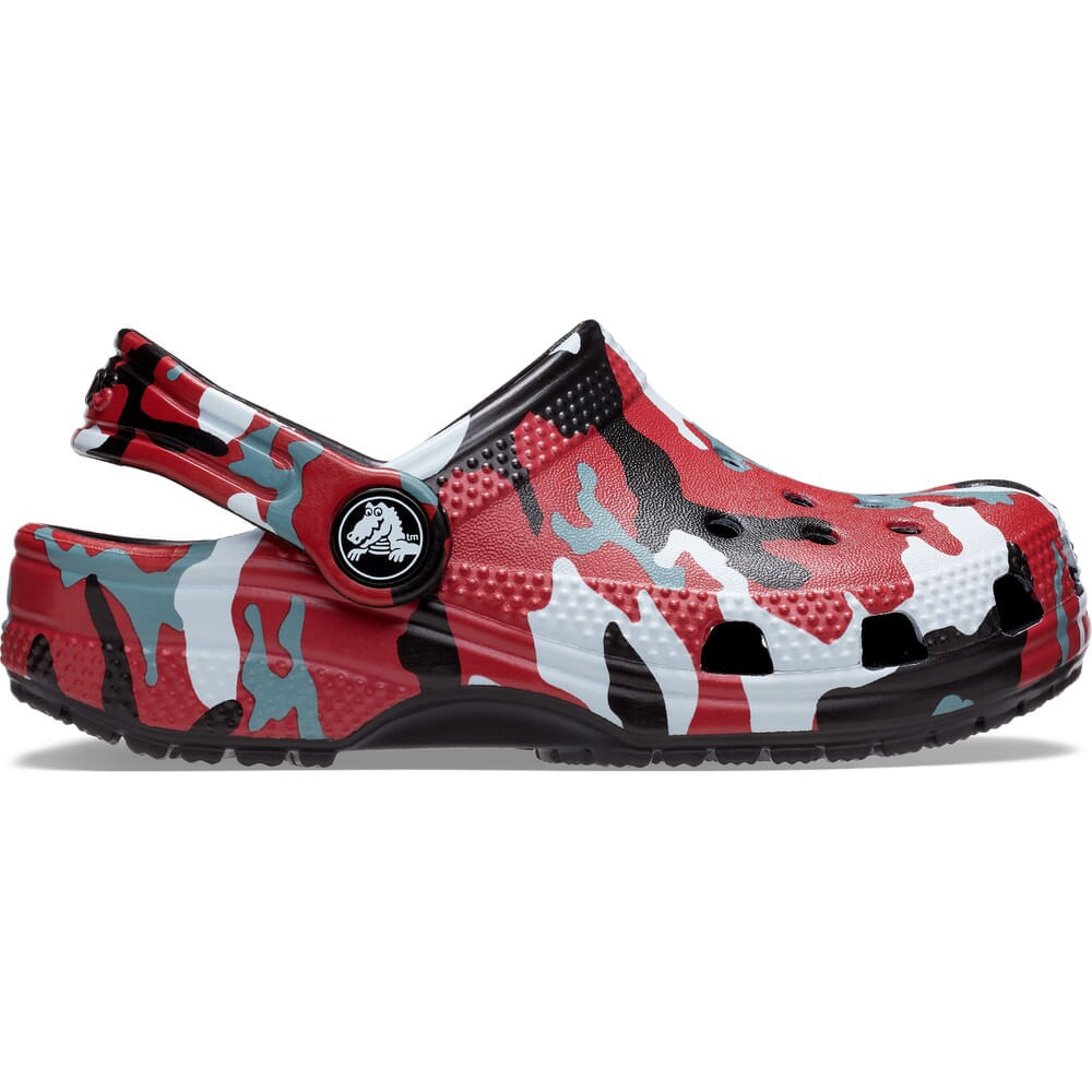 Sandália Crocs Classic Camo Clog Infantil BLACK/RED 22