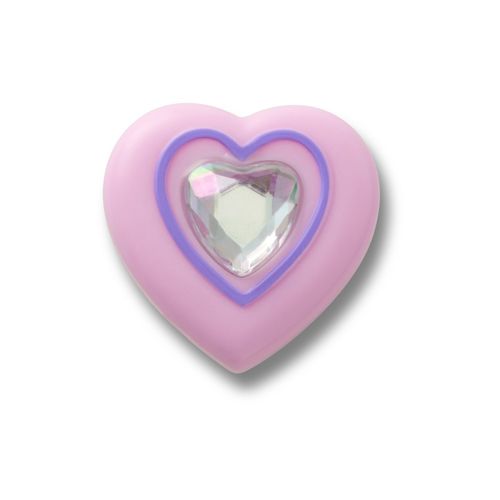 Jibbitz™ Coração Rosa com Gema