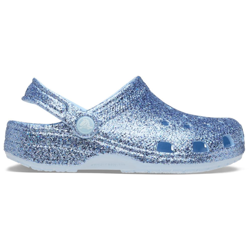Sandália Crocs Classic Chunky Glitter Clog Infantil BLUE FROST 22
