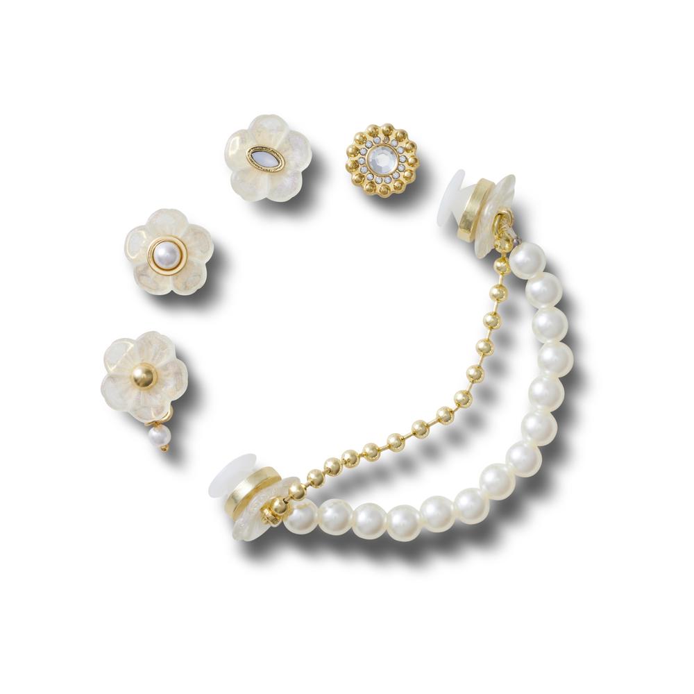 Jibbitz™ Floral e Pérolas Pack Com 5 Peças UNICO