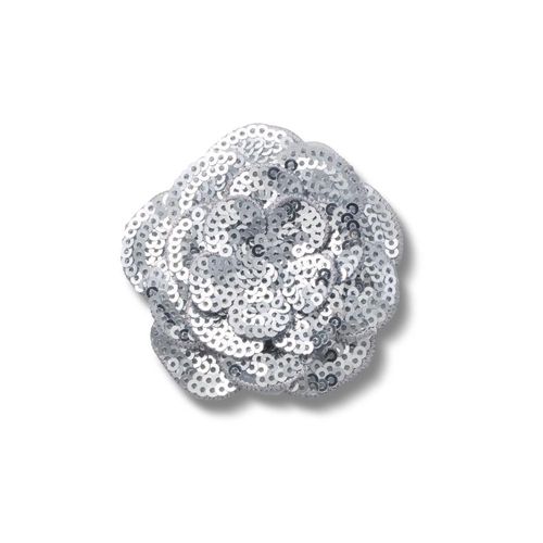 Flor Prata de Lantejoulas