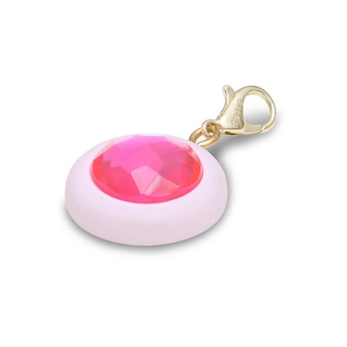 Pingente de Círculo Com Gema Rosa