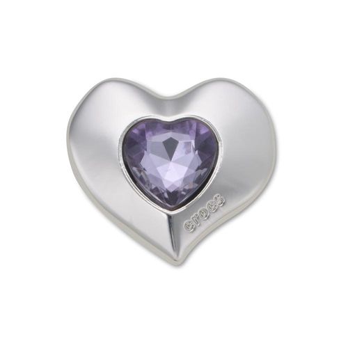 Coração Prata Com Gema Roxa