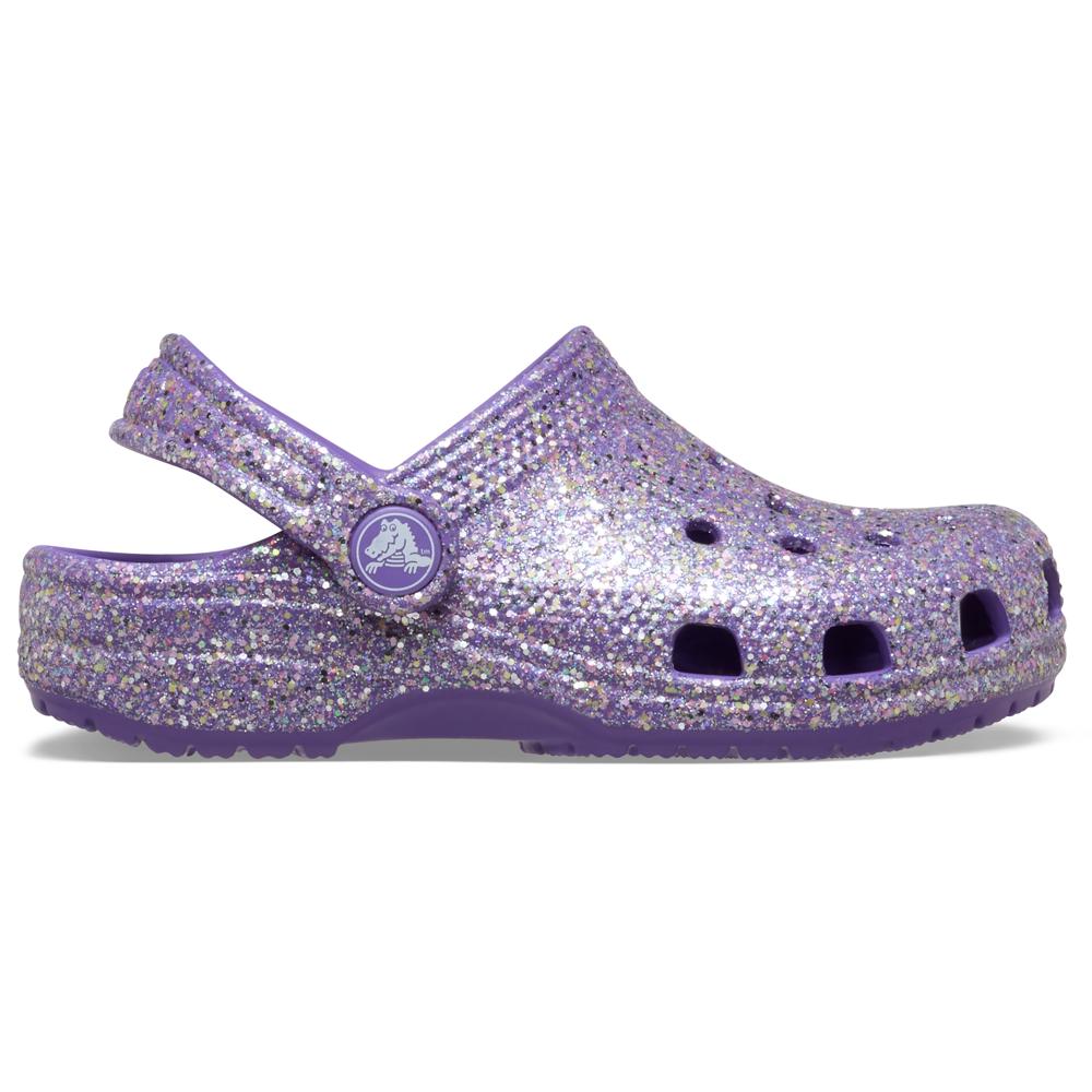 Sandália Crocs Classic Fantasy Glitter Clog Infantil PURPLE 28