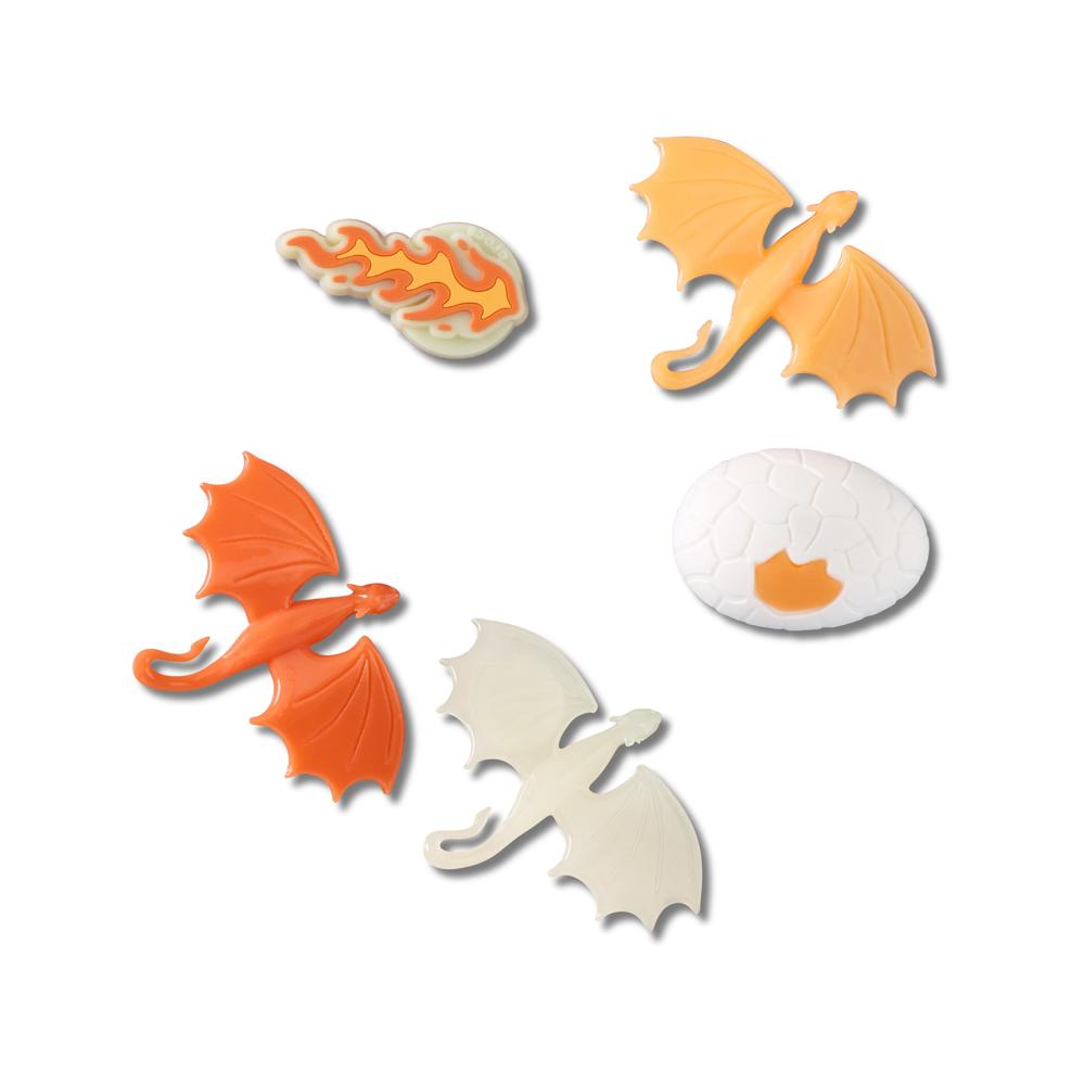 Jibbitz™ Dragões Brilham no Escuro Pack Com 5 Peças UNICO