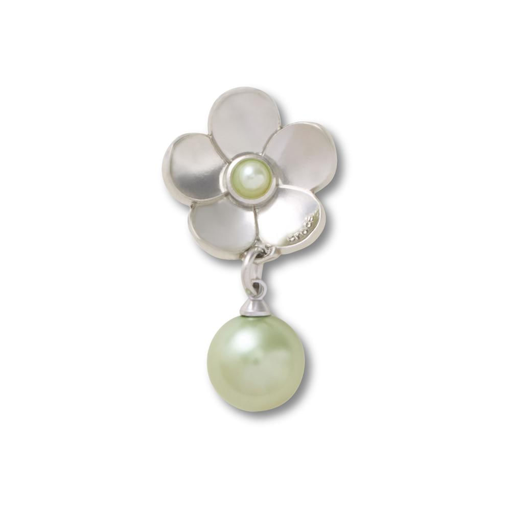 Jibbitz™ Pingente de Pérola Com Flor de Prata UNICO