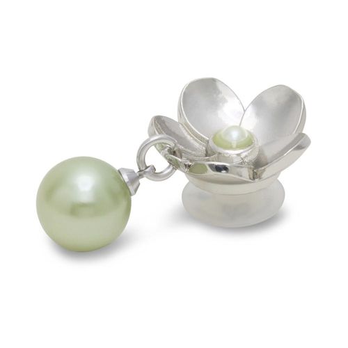 Pingente de Pérola Com Flor de Prata