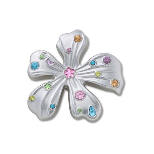 Flor Prateada Com Gemas
