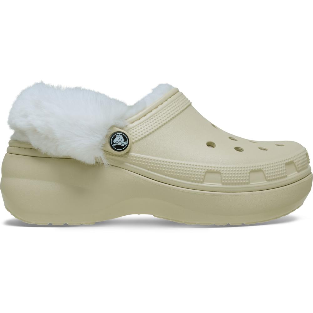 Sandália Crocs Classic Platform Fuzz Lined Clog BONE 34