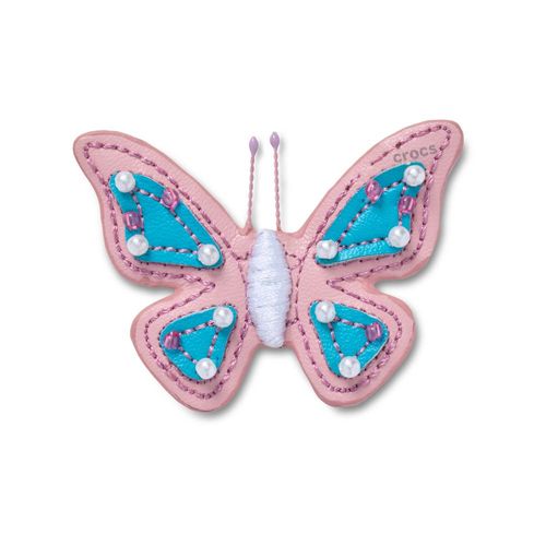 Borboleta Rosa de Couro Sintético