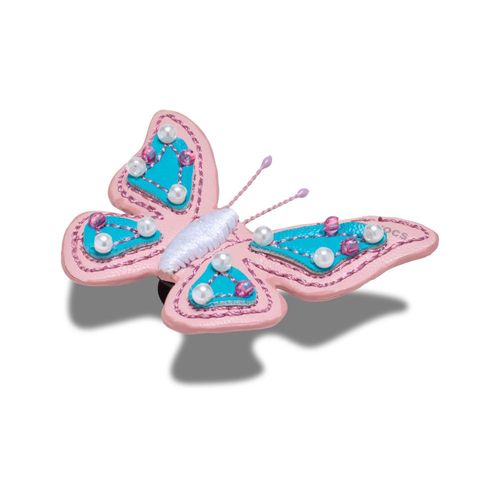 Borboleta Rosa de Couro Sintético